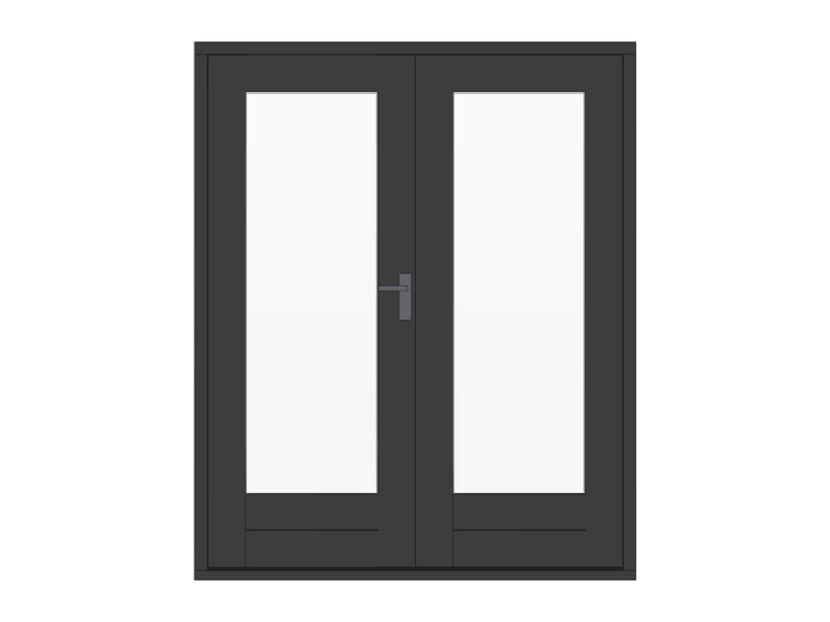 Hardhouten stapeldorpeldeur met glas, dubbel, lage borstwering, zwart, DIY12DDZ-LA