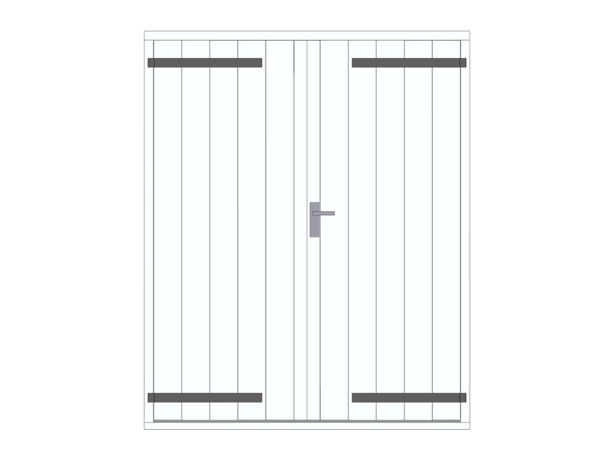 Hardhouten plaatdeur met hengen, dubbel, wit, DIY16DDW-RA