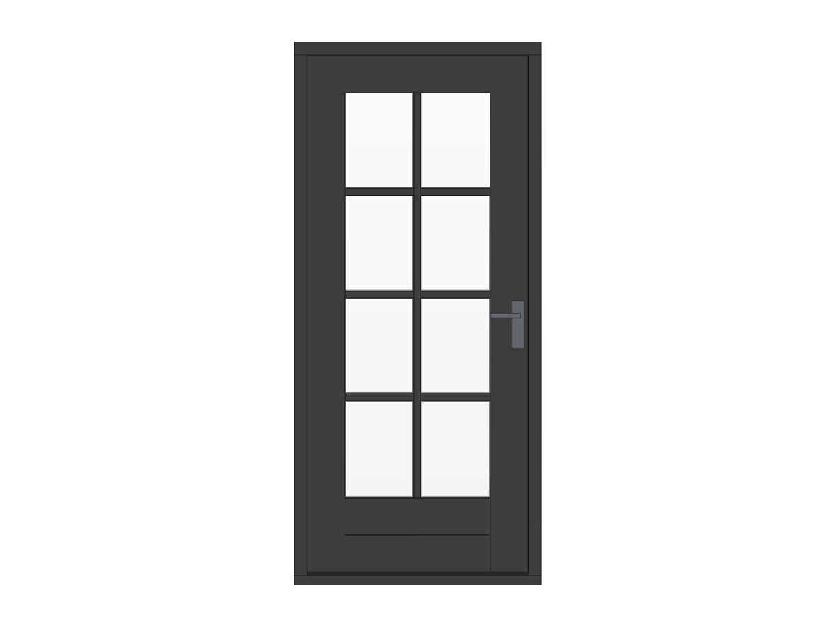 Hardhouten stapeldorpeldeur met glas en roeden, lage borstwering, zwart, DIY10DZ-LD
