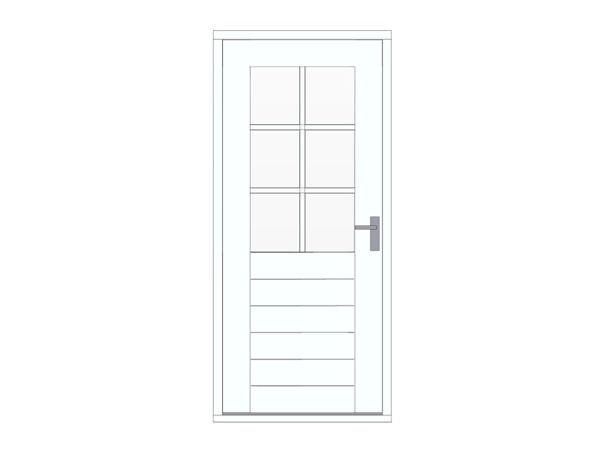 Hardhouten stapeldorpeldeur met glas en roeden, hoge borstwering, wit, DIY11DW-LD