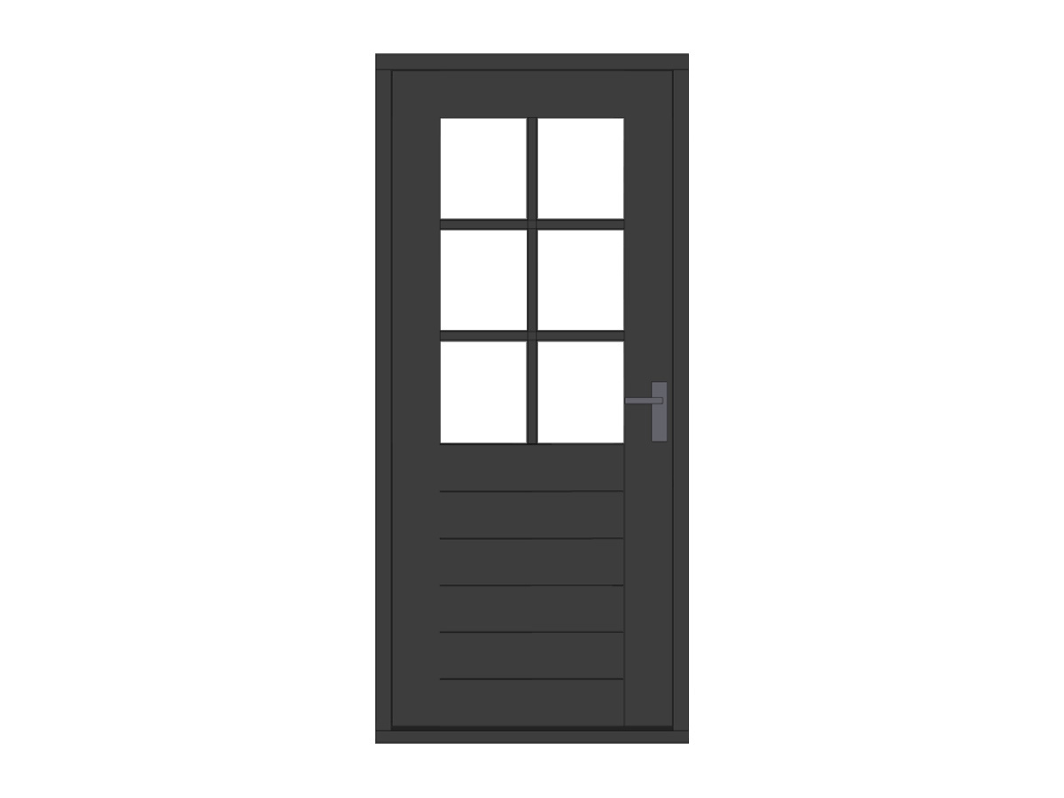 Hardhouten stapeldorpeldeur met glas en roeden, hoge borstwering, zwart, DIY11DZ-LD