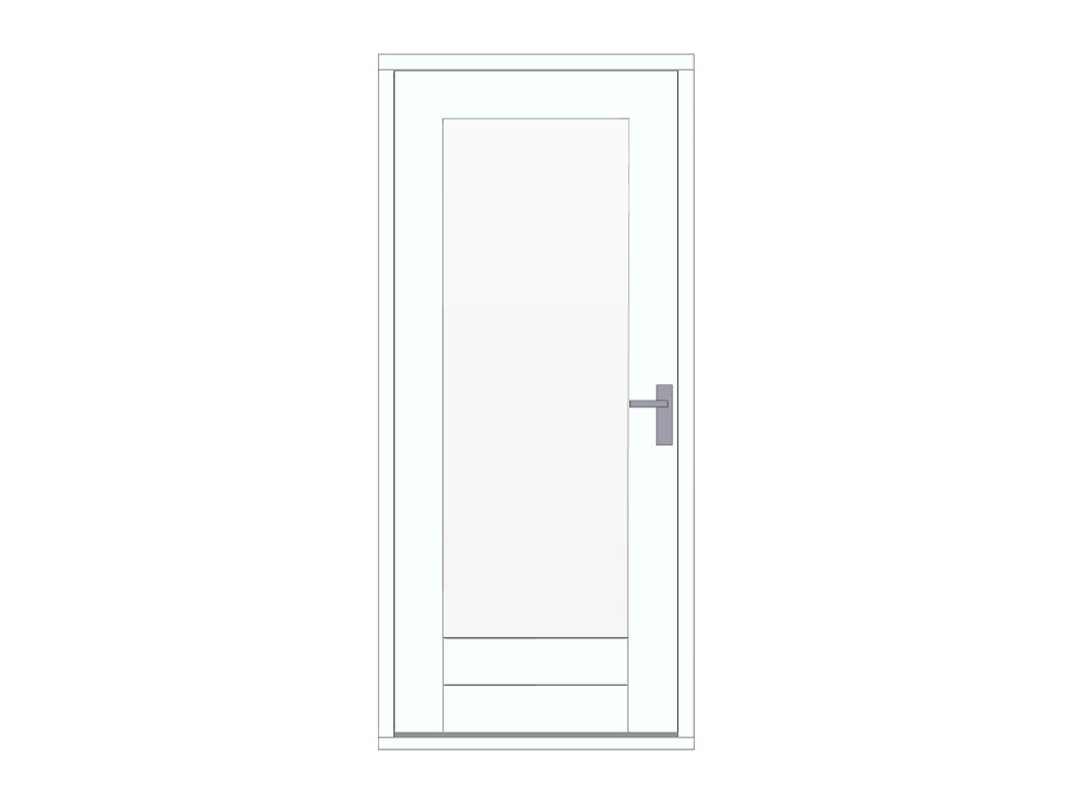 Hardhouten stapeldorpeldeur met glas, lage borstwering, wit, DIY12DW-LD