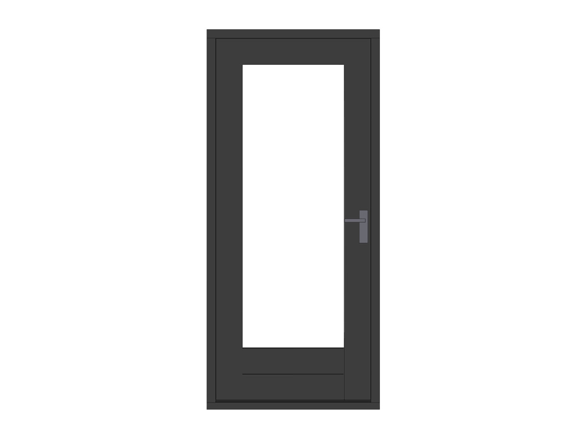 Hardhouten stapeldorpeldeur met glas, lage borstwering, zwart, DIY12DZ-LD