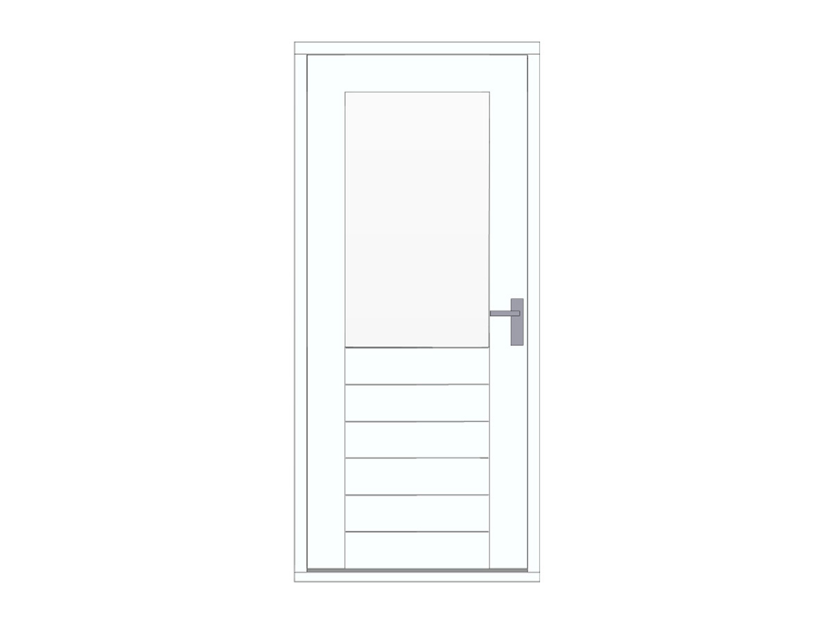 Hardhouten stapeldorpeldeur met glas, hoge borstwering, wit, DIY13DW-LD