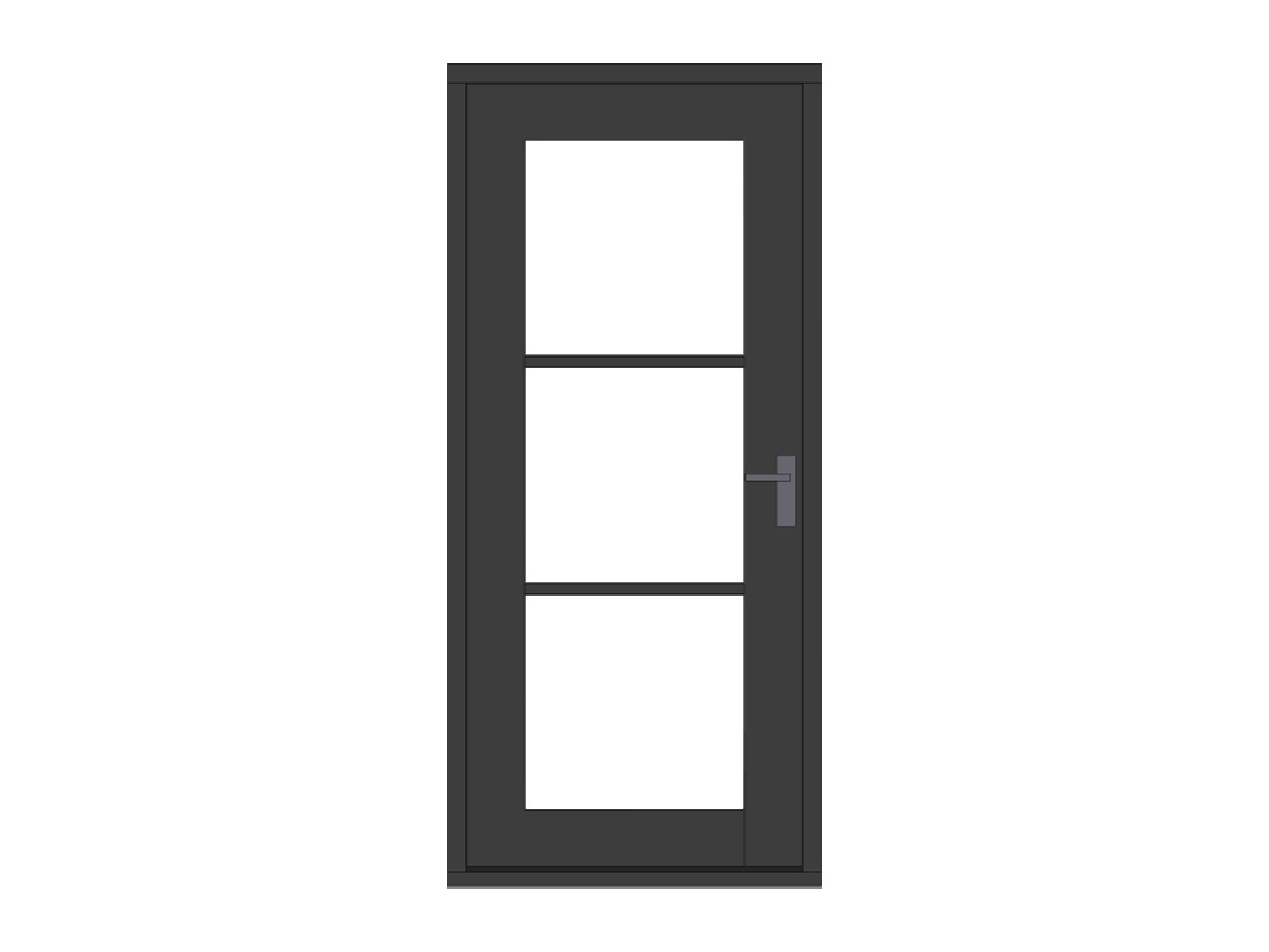 Hardhouten glasdeur met horizontale roeden in het glas, zwart, DIY14DZ-LD