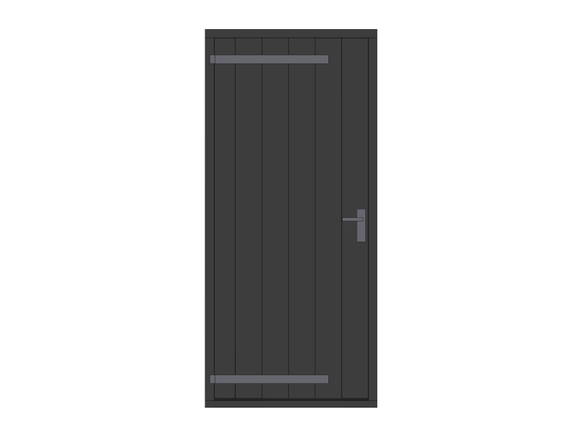Hardhouten plaatdeur met hengen, zwart, DIY16DZ-LD