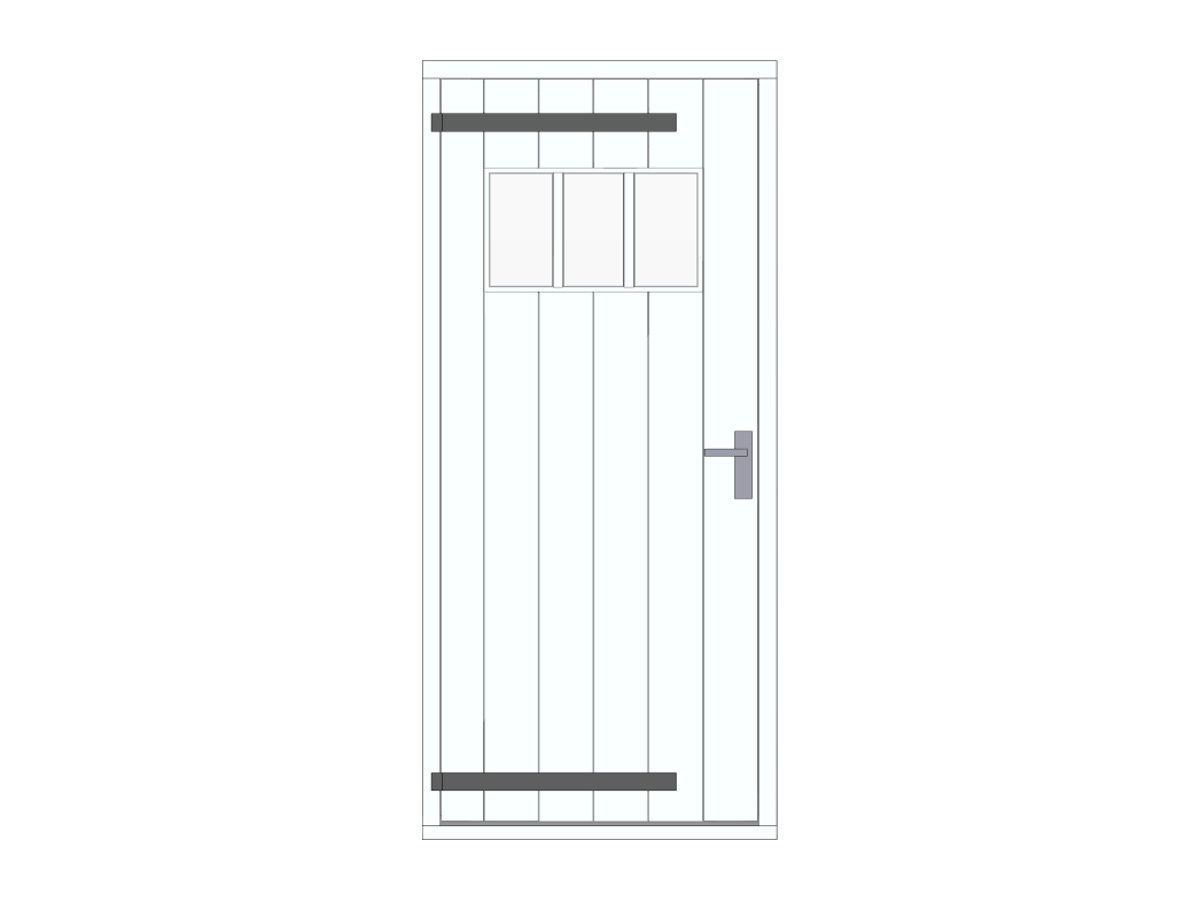 Hardhouten plaatdeur met hengen en bovenraam, wit, DIY17DW-LD