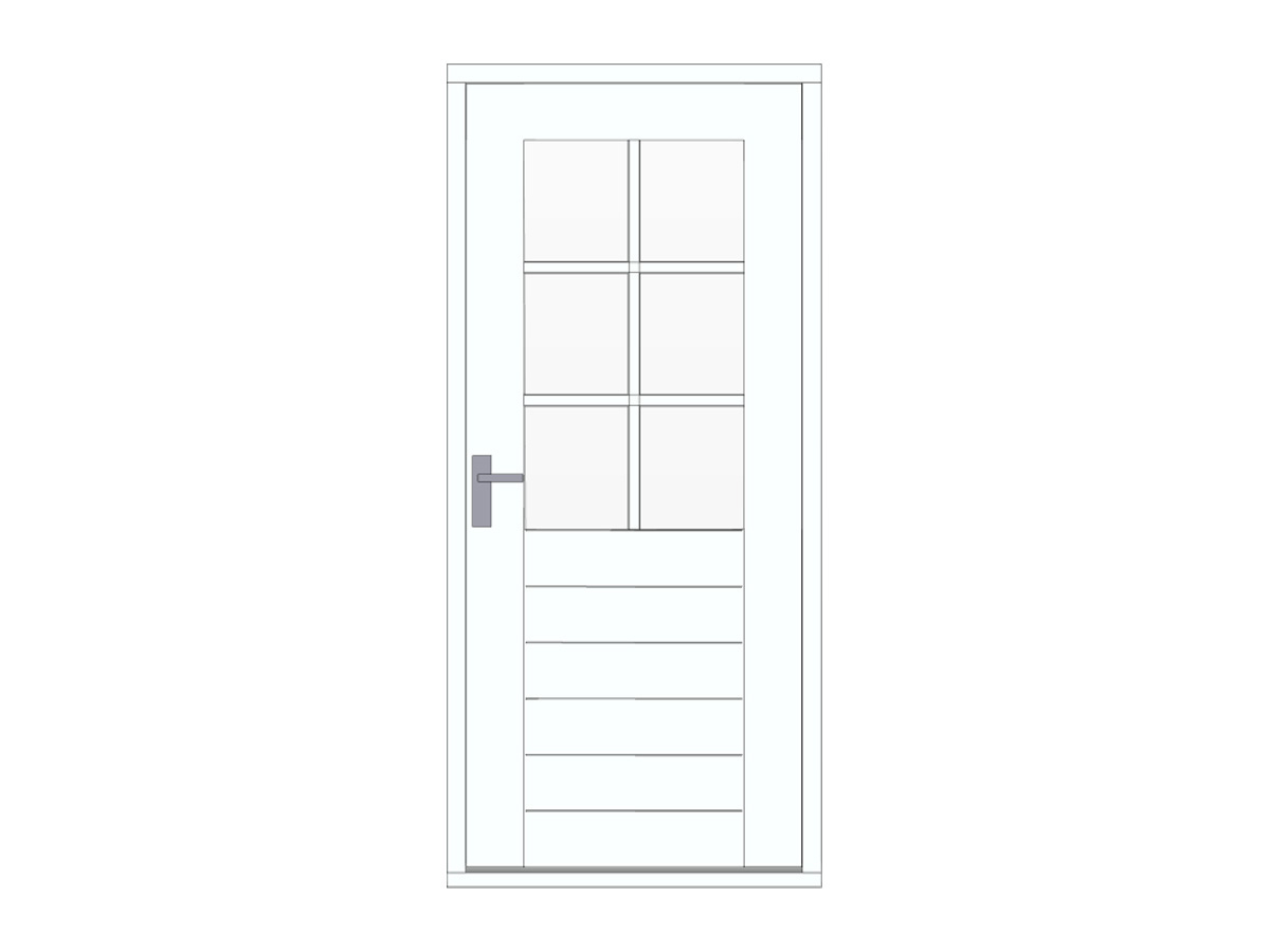 Hardhouten stapeldorpeldeur met glas en roeden, hoge borstwering, wit, DIY11DW-RD