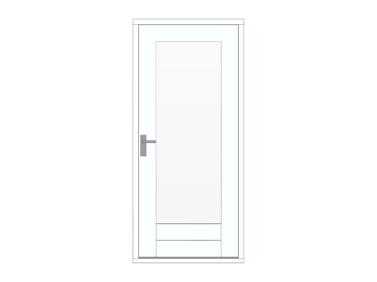 Hardhouten stapeldorpeldeur met glas, lage borstwering, wit, DIY12DW-RD