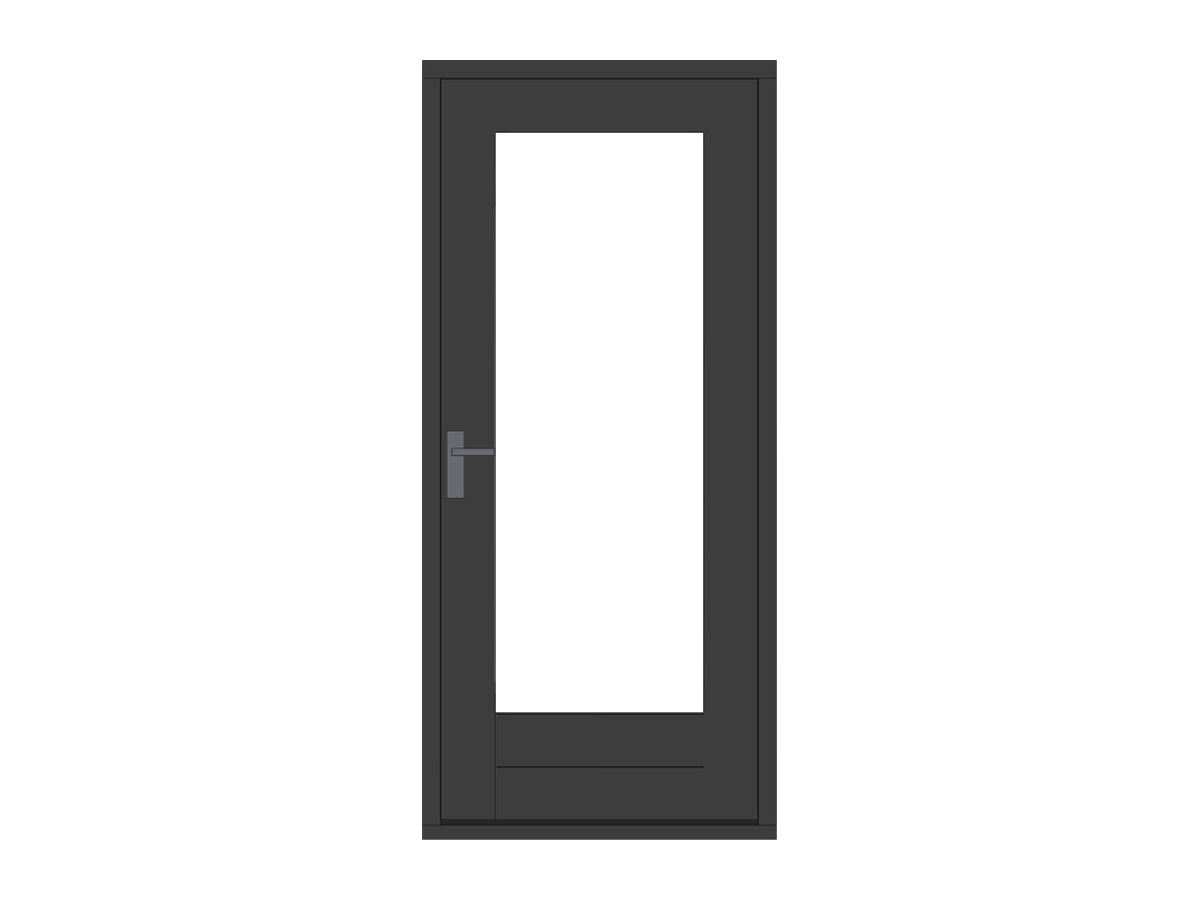Hardhouten stapeldorpeldeur met glas, lage borstwering, zwart, DIY12DZ-RD