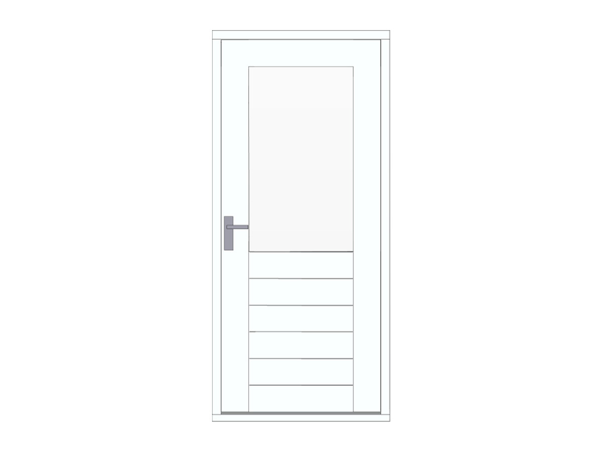 Hardhouten stapeldorpeldeur met glas, hoge borstwering, wit, DIY13DW-RD