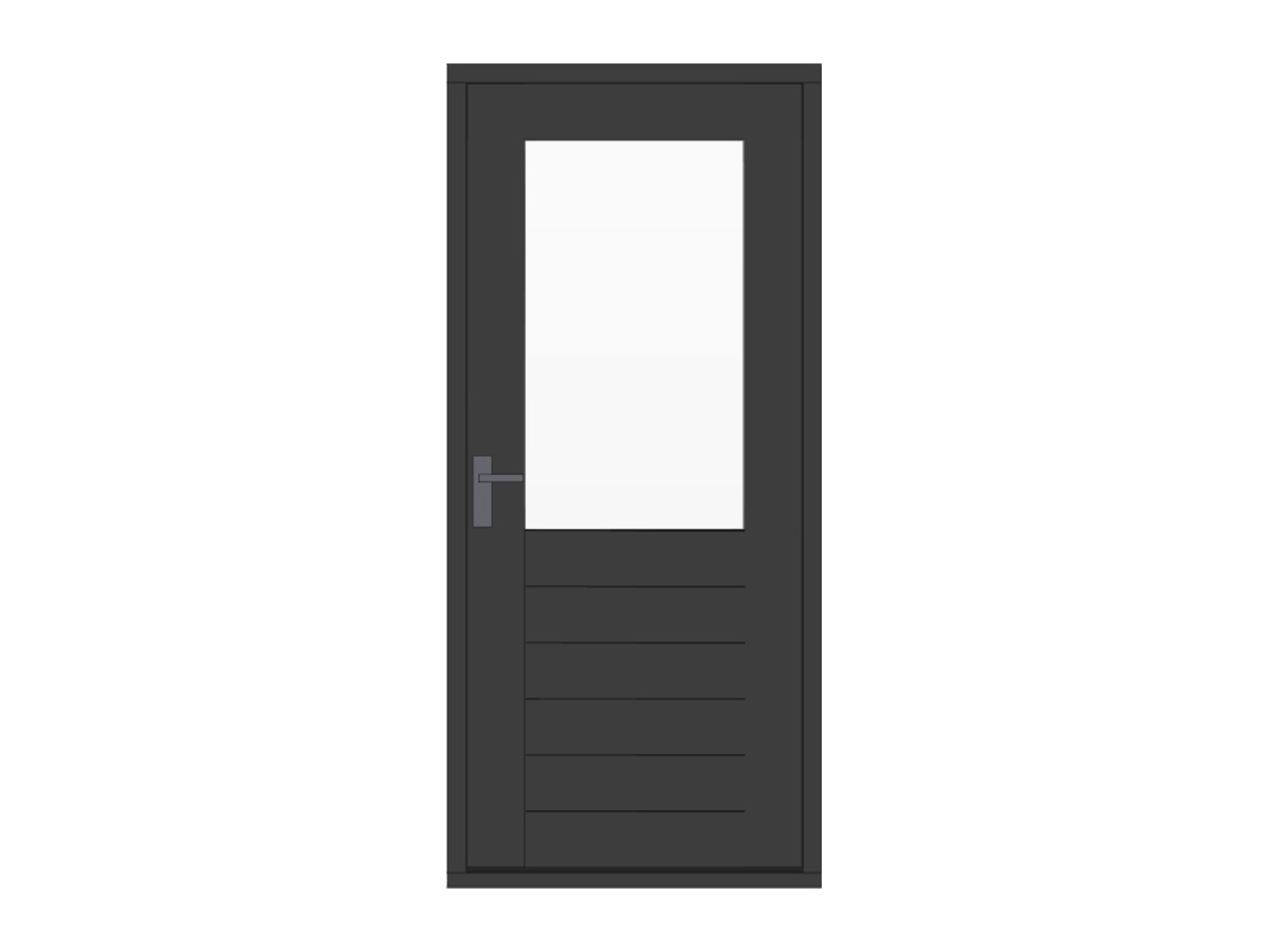 Hardhouten stapeldorpeldeur met glas, hoge borstwering, zwart, DIY13DZ-RD
