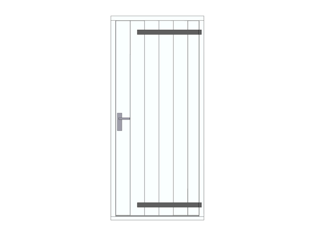 Hardhouten plaatdeur met hengen, wit, DIY16DW-RD