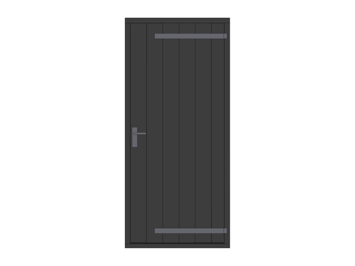 Hardhouten plaatdeur met hengen, zwart, DIY16DZ-RD
