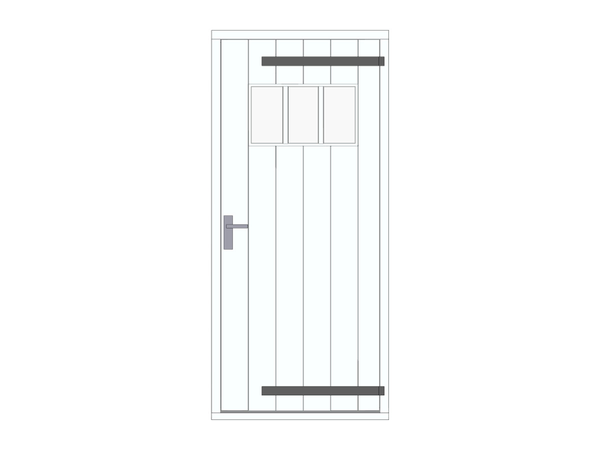 Hardhouten plaatdeur met hengen en bovenraam, wit, DIY17DW-RD