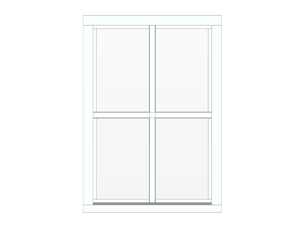 Wandraam draai & kiep, dubbelglas met roede op het glas, wit, DIYRW1Rdk