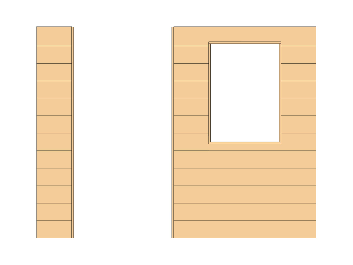 Wand blank voor loopdeur en raam rechts, 3m, DIYW6B3