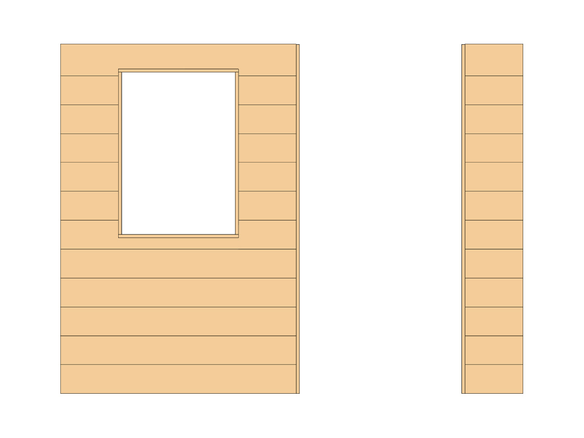 Wand blank voor loopdeur en raam links, 3m, DIYW7B3